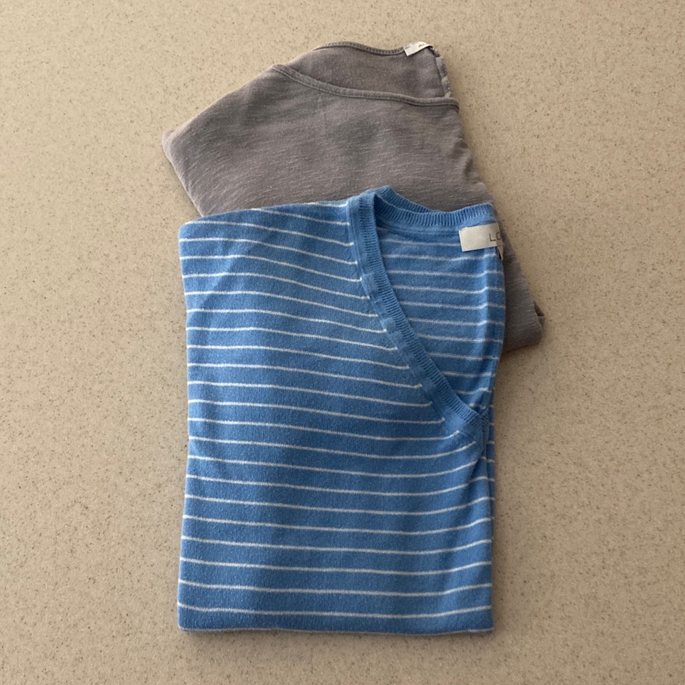 Long Sleeve Top Bundle of Two - Women Size Large LOFT and Amber Blue
